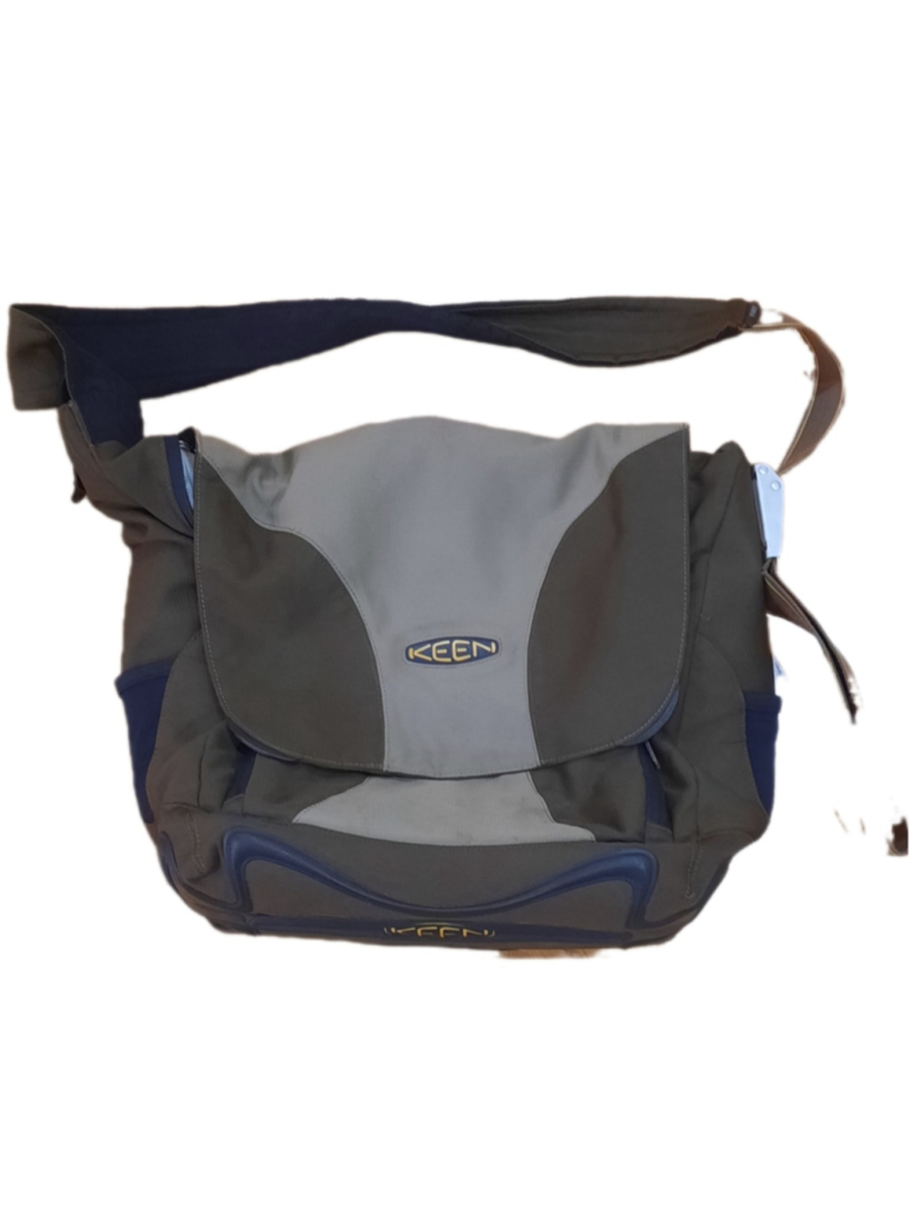 KEEN Crossbody Messenger Bag Olive/Tan Outdoor Nylon Laptop EUC